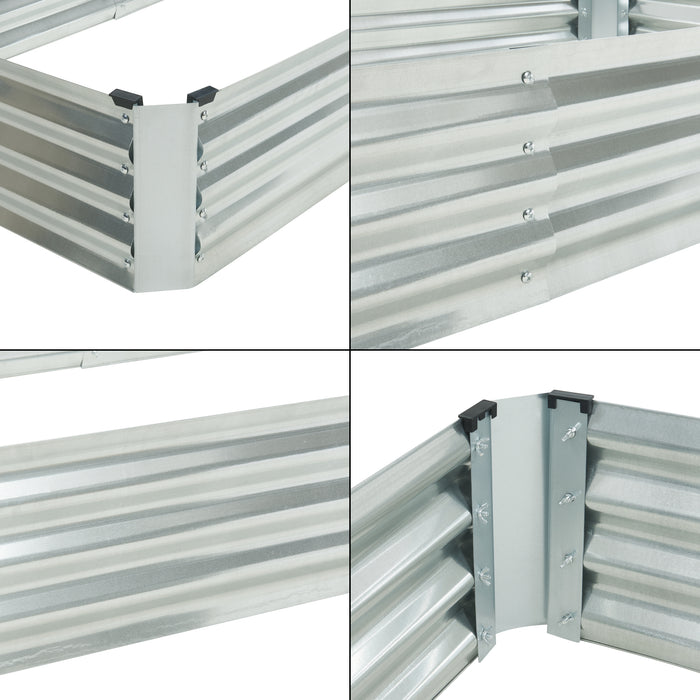 Aiuola Rialzata Celano Bordura Rettangolare in Acciaio Zincato 180x90x30 cm color Argento [en.casa]