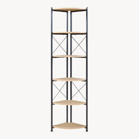 Scaffale Angolare Ulfborg con 6 Ripiani 160 x 30 x 30 cm - Nero / Effetto Rovere [en.casa]