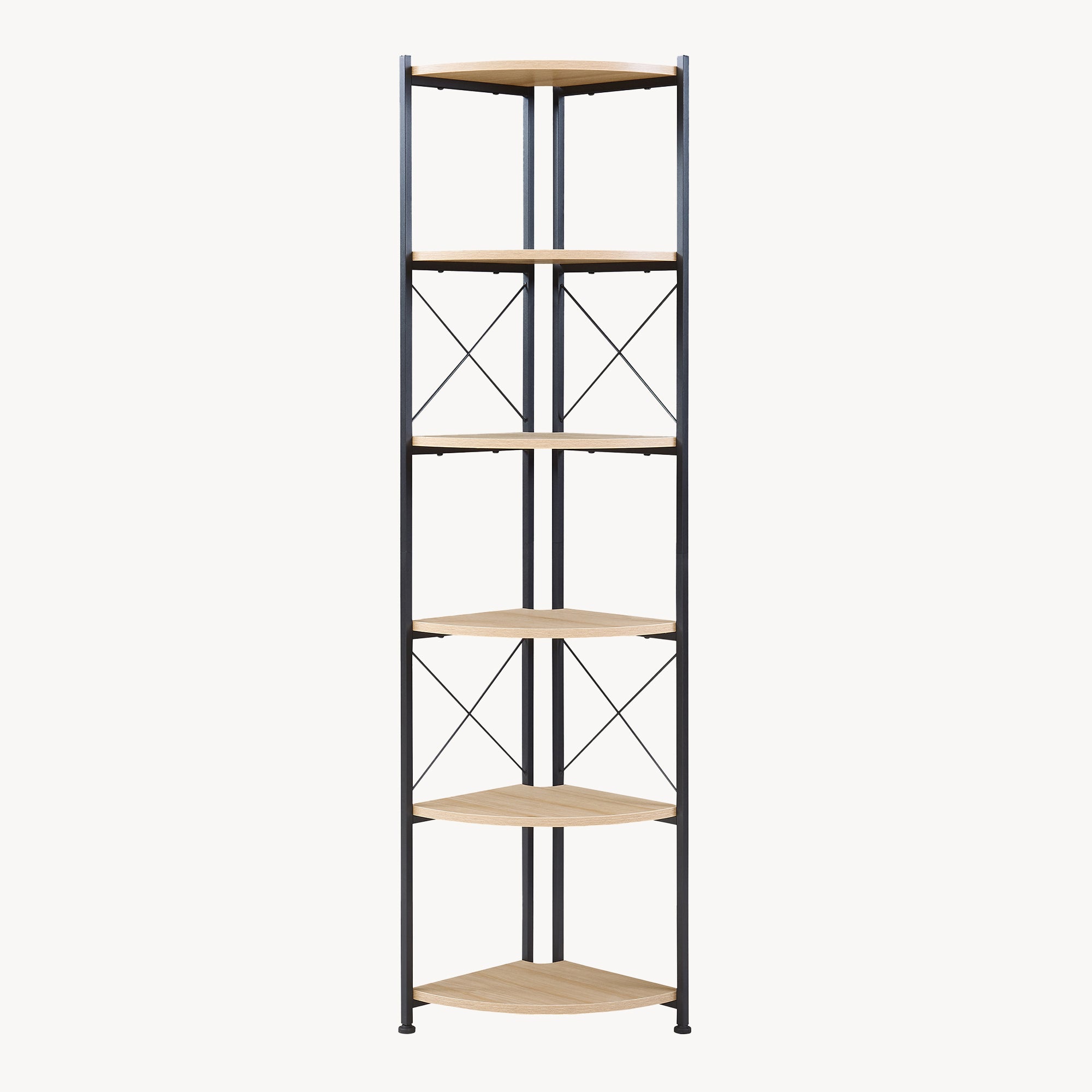 Scaffale Angolare Ulfborg con 6 Ripiani 160 x 30 x 30 cm - Nero / Effetto Rovere [en.casa]