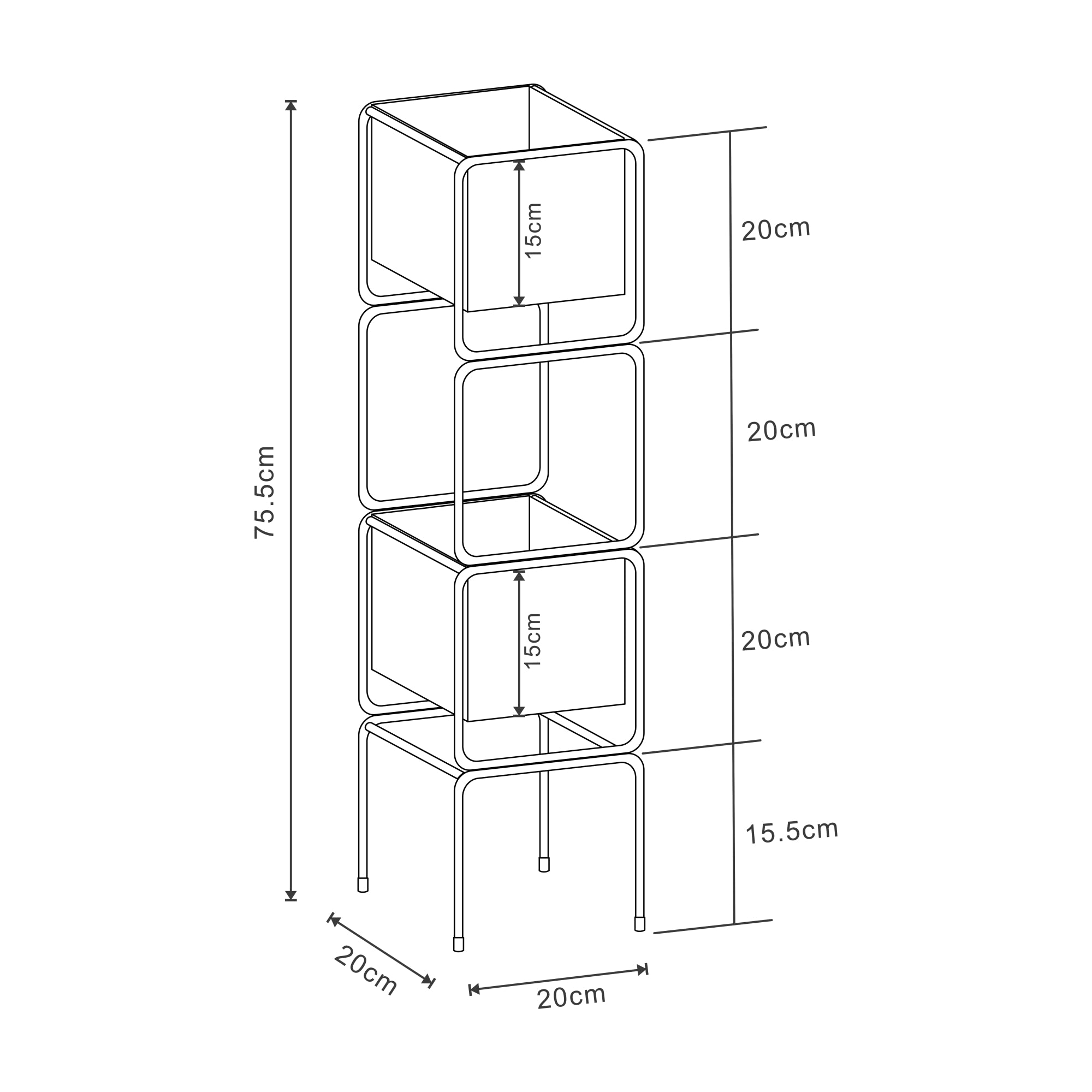 Supporto per 2 Piante Sveio 75,5 x 20 x 20 cm Nero [en.casa]