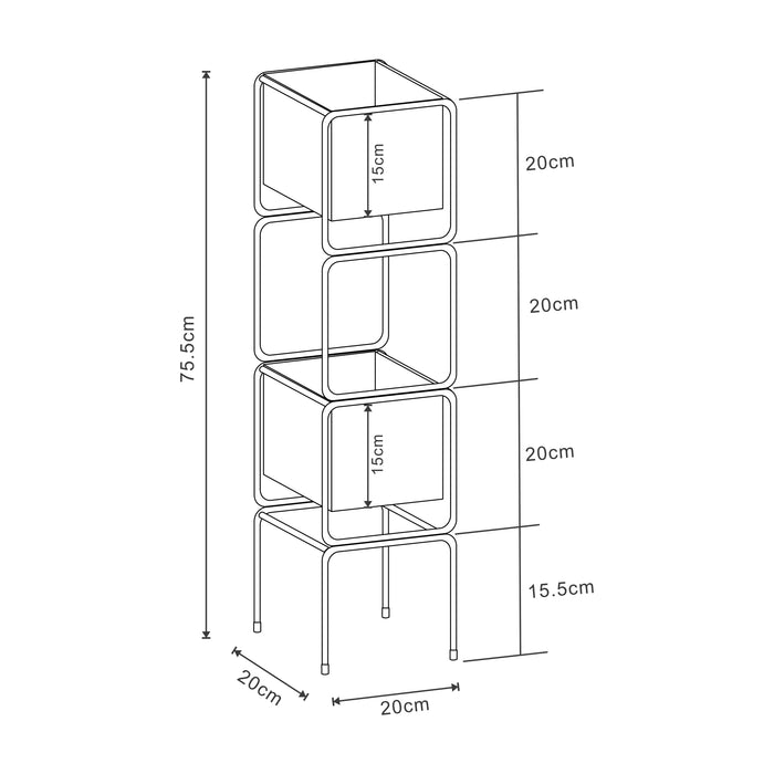 Supporto per 2 Piante Sveio 75,5 x 20 x 20 cm Nero [en.casa]