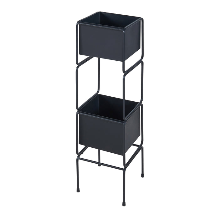 Supporto per 2 Piante Sveio 75,5 x 20 x 20 cm Nero [en.casa]