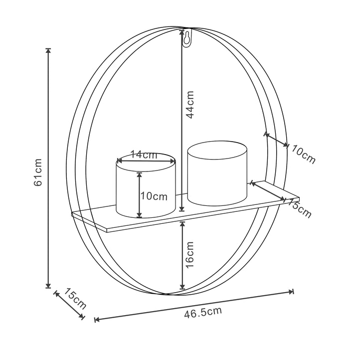 Portapiante da Parete Vestby 61 x 46,5 x 15 cm Nero [en.casa]