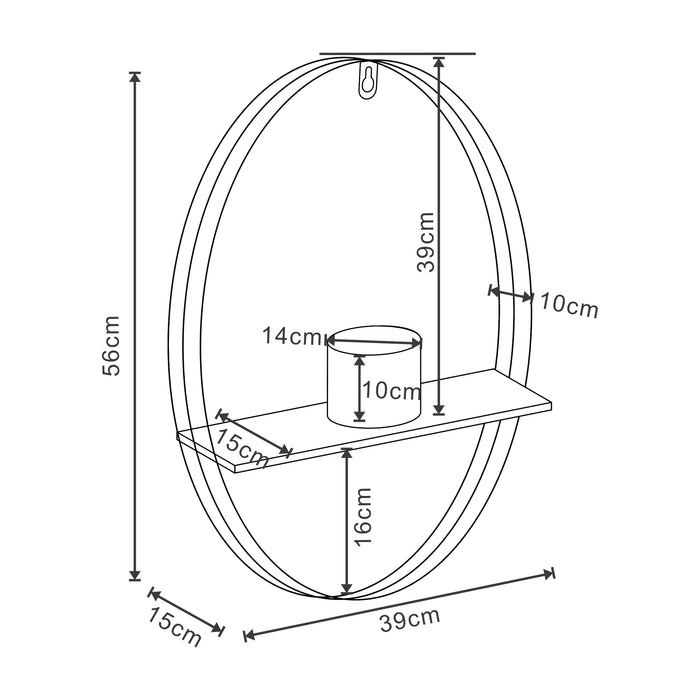 Portapiante da Parete Vestby 56 x 39 x 15 cm Nero [en.casa]