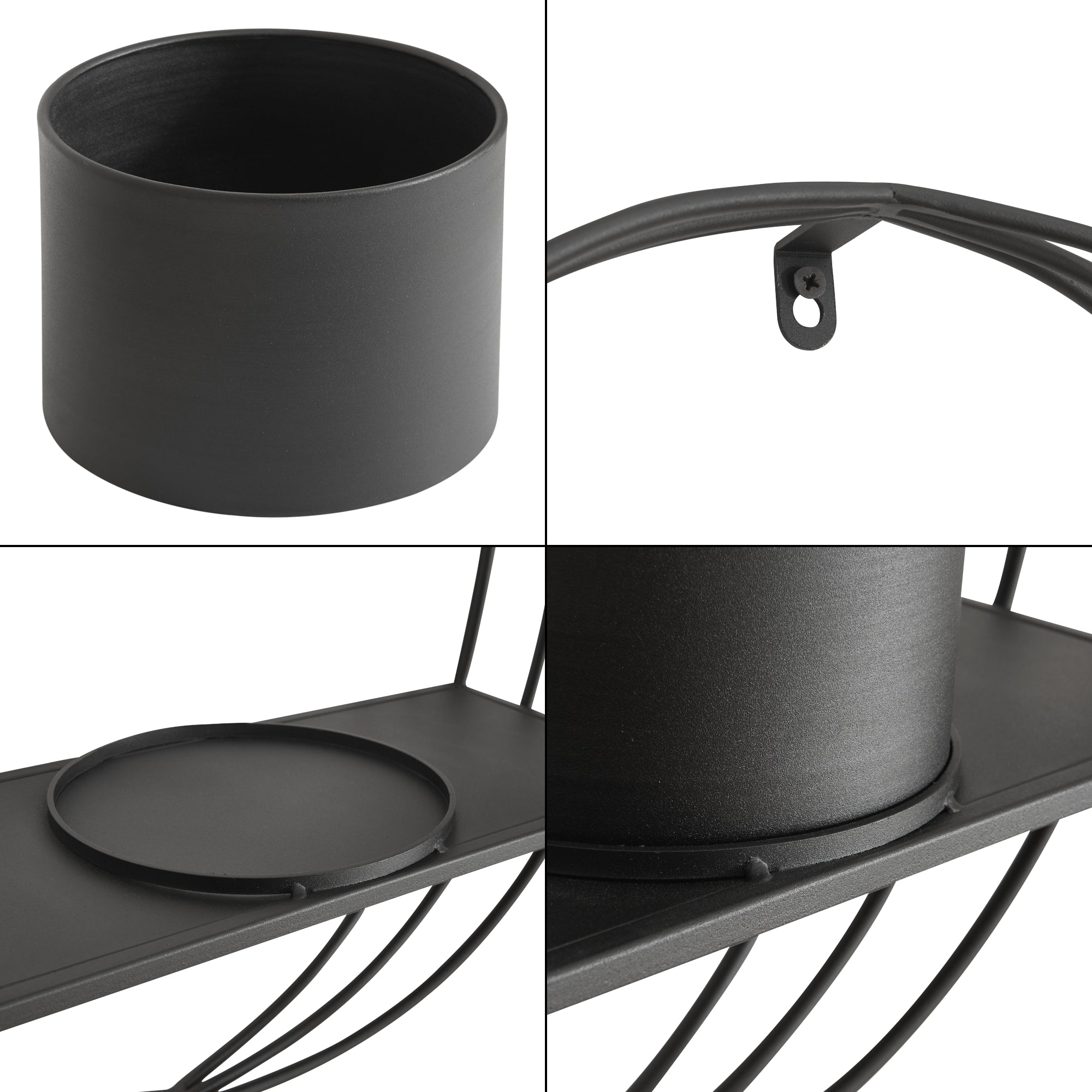 Portapiante da Parete Vestby 56 x 39 x 15 cm Nero [en.casa]