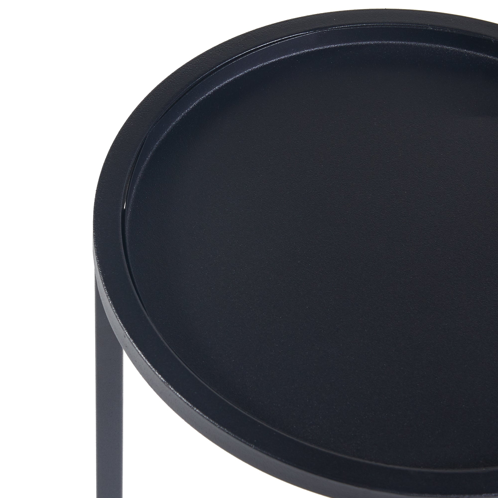 Set Nesodden di 3 Consolle Portavasi con Piano Rotondo Dimensioni Diverse - Metallo Nero [en.casa]