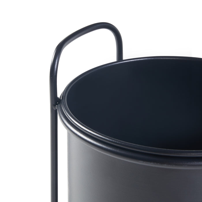 Set Osen di 2 Portapiante Incluso Custodia Cilindrica per Vasi - Metallo Nero [en.casa]