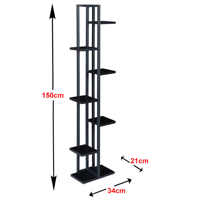 Scaffale Portapiante 'Somero' Mobile a Terra con Ripiani Portaoggetti - Nero [en.casa]