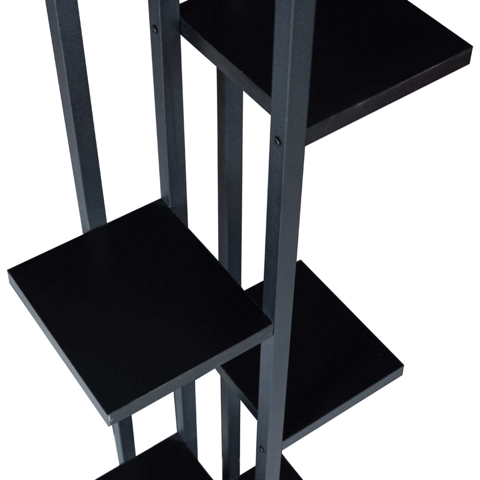 Scaffale Portapiante 'Tohmajärvi' Mobile a Terra con Ripiani Portaoggetti - Nero [en.casa]