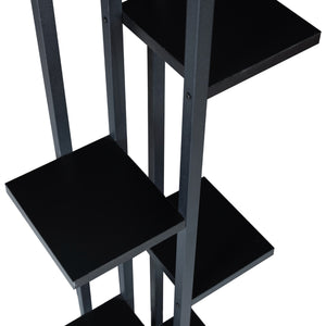 Scaffale Portapiante 'Tohmajärvi' Mobile a Terra con Ripiani Portaoggetti - Nero [en.casa]