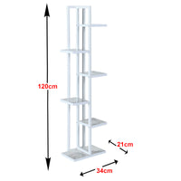 Scaffale Portapiante 'Tohmajärvi' Mobile a Terra con Ripiani Portaoggetti - Bianco/Marmo Bianco [en.casa]