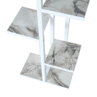 Scaffale Portapiante 'Tohmajärvi' Mobile a Terra con Ripiani Portaoggetti - Bianco/Marmo Bianco [en.casa]