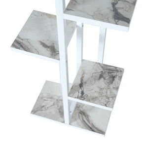 Scaffale Portapiante 'Tohmajärvi' Mobile a Terra con Ripiani Portaoggetti - Bianco/Marmo Bianco [en.casa]