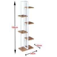Scaffale Portapiante 'Tohmajärvi' Mobile a Terra con Ripiani Portaoggetti - Bianco/Effetto Noce [en.casa]