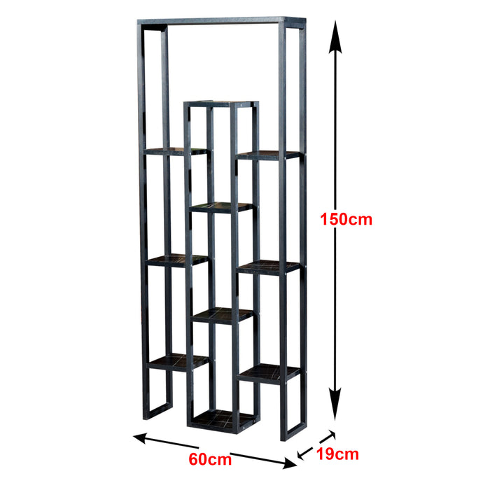 Scaffale Portapiante 'Blaavandshuk' Mobile a Terra per Piante - Nero/Marmo Nero [en.casa]