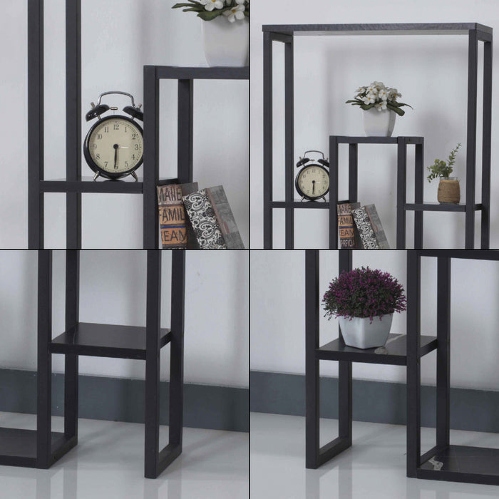 Scaffale Portapiante 'Blaavandshuk' Mobile a Terra per Piante - Nero/Marmo Nero [en.casa]