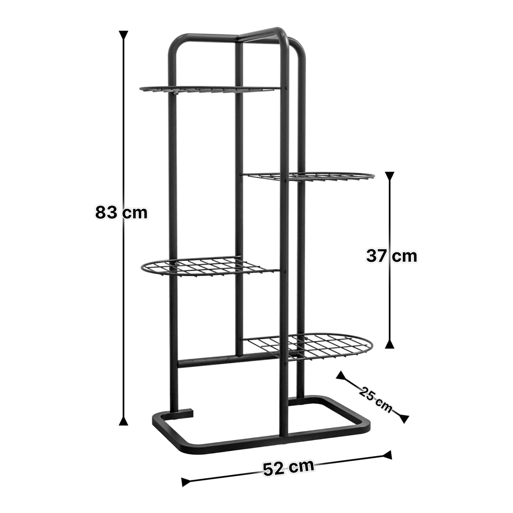 Stand Portapiante Pedersöre a 4 Piani Portavasi in Metallo Nero [en.casa]