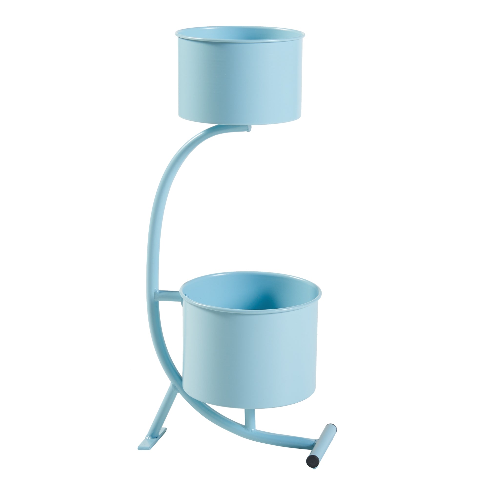 Stand Portapiante Almelo con 2 Portavasi Cilindrici - Azzurro [en.casa]