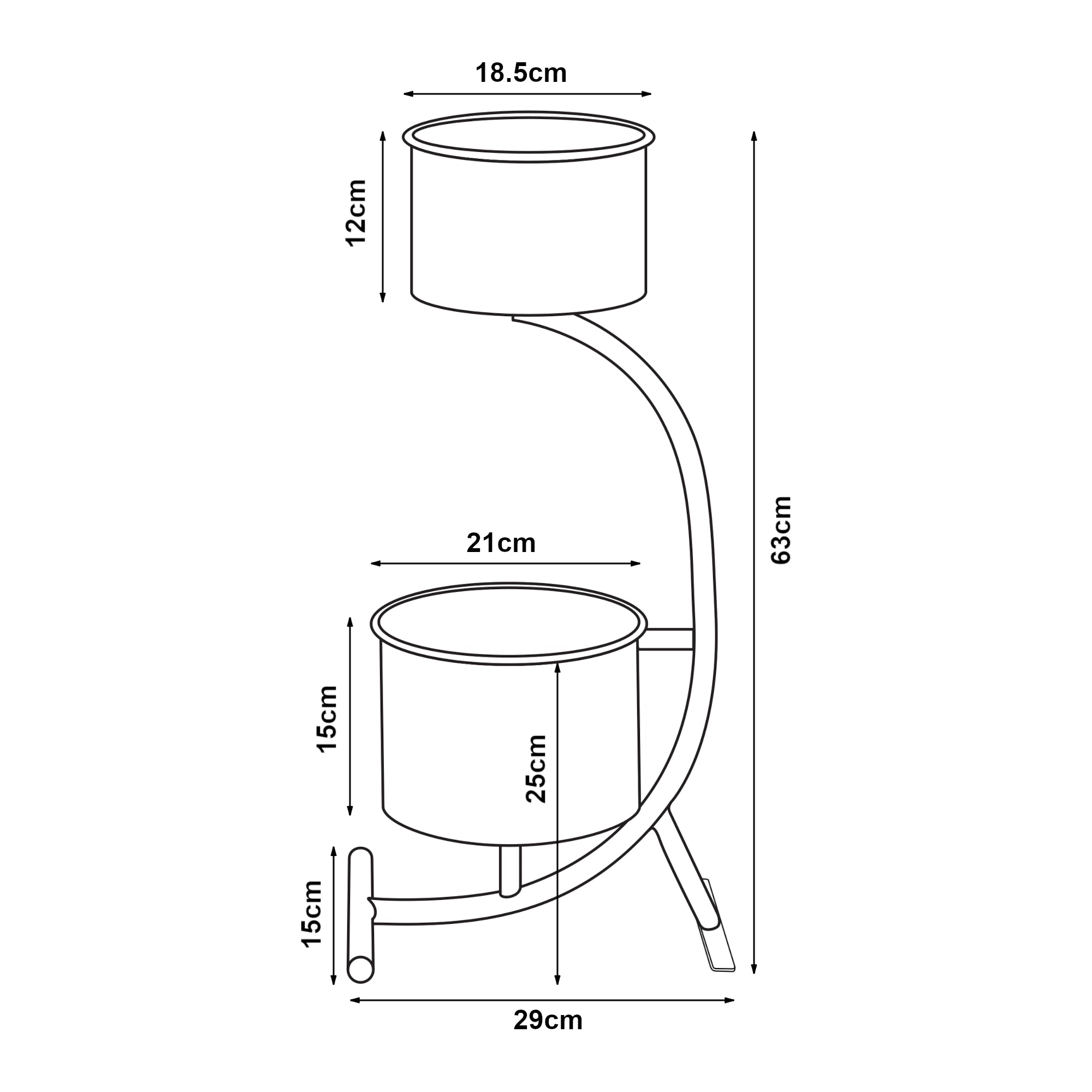 Stand Portapiante Almelo con 2 Portavasi Cilindrici - Grigio scuro [en.casa]