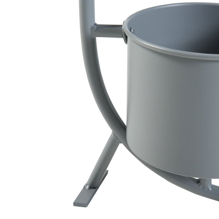 Stand Portapiante Almelo con 2 Portavasi Cilindrici - Grigio scuro [en.casa]