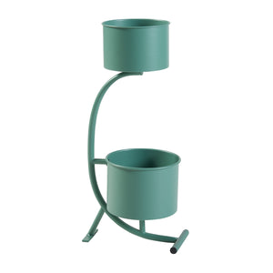 Stand Portapiante Almelo con 2 Portavasi Cilindrici - Verde [en.casa]