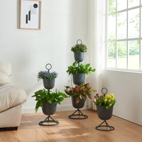 Stand Portapiante Alphen con 2 Vasi - Nero [en.casa]