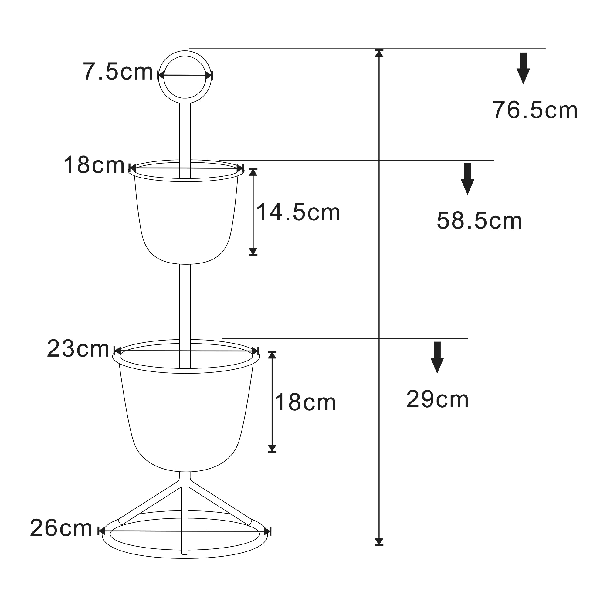 Stand Portapiante Alphen con 2 Vasi - Grigio scuro [en.casa]