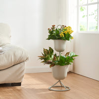 Stand Portapiante Alphen con 2 Vasi - Grigio chiaro [en.casa]