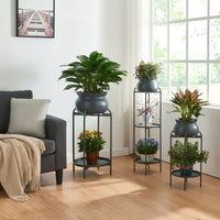 Stand Portapiante Altena 94,5 x 27 x 27 cm Metallo Nero [en.casa]