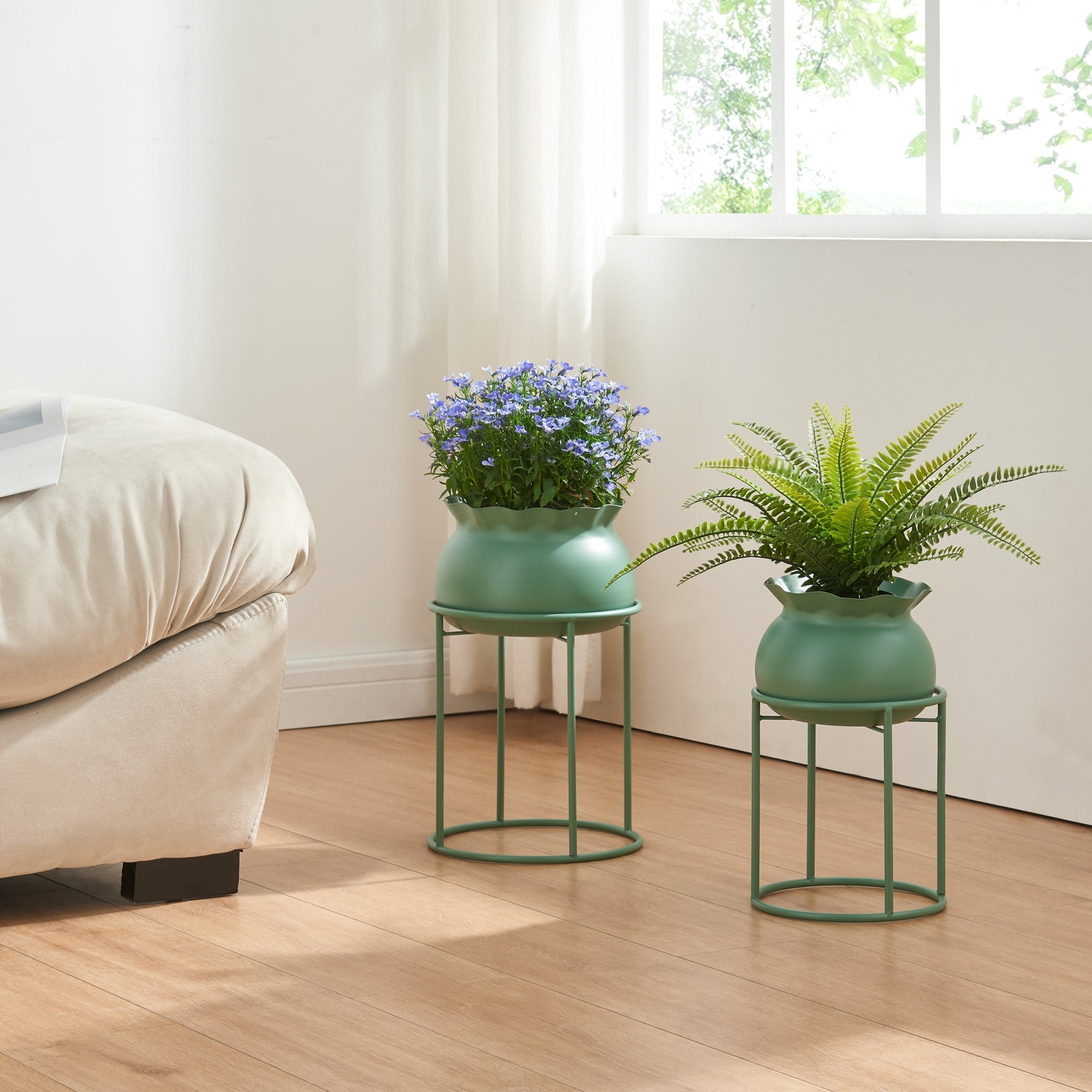 Stand Portapiante Assen 38 x 23,5 cm Metallo Verde [en.casa]