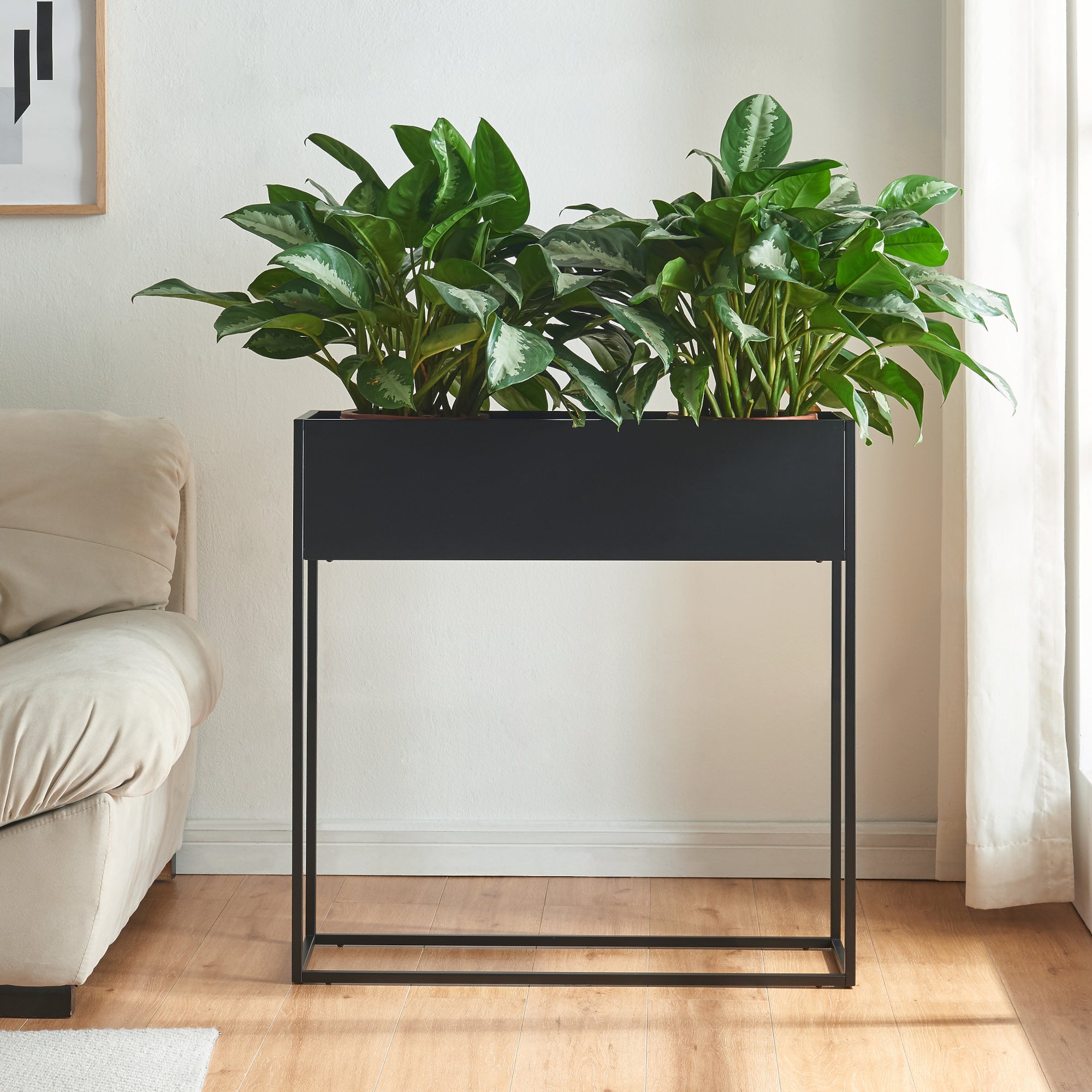 Portapiante Joensuu Portavasi Rettangolare - Acciaio Nero [en.casa]