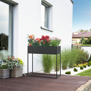 Portapiante Joensuu Portavasi Rettangolare - Acciaio Nero [en.casa]