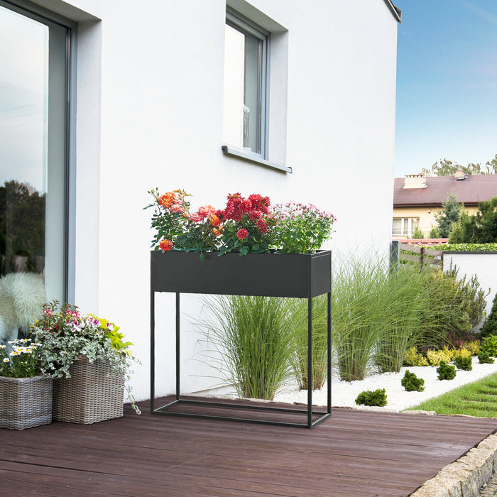 Portapiante Joensuu Portavasi Rettangolare - Acciaio Nero [en.casa]