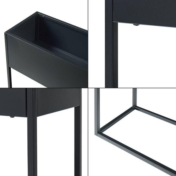 Portapiante Joensuu Portavasi Rettangolare - Acciaio Nero [en.casa]