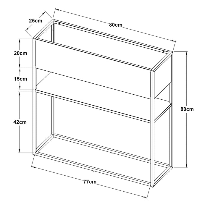 Portapiante Joensuu Portavasi Rettangolare e Ripiano - Acciaio Nero [en.casa]