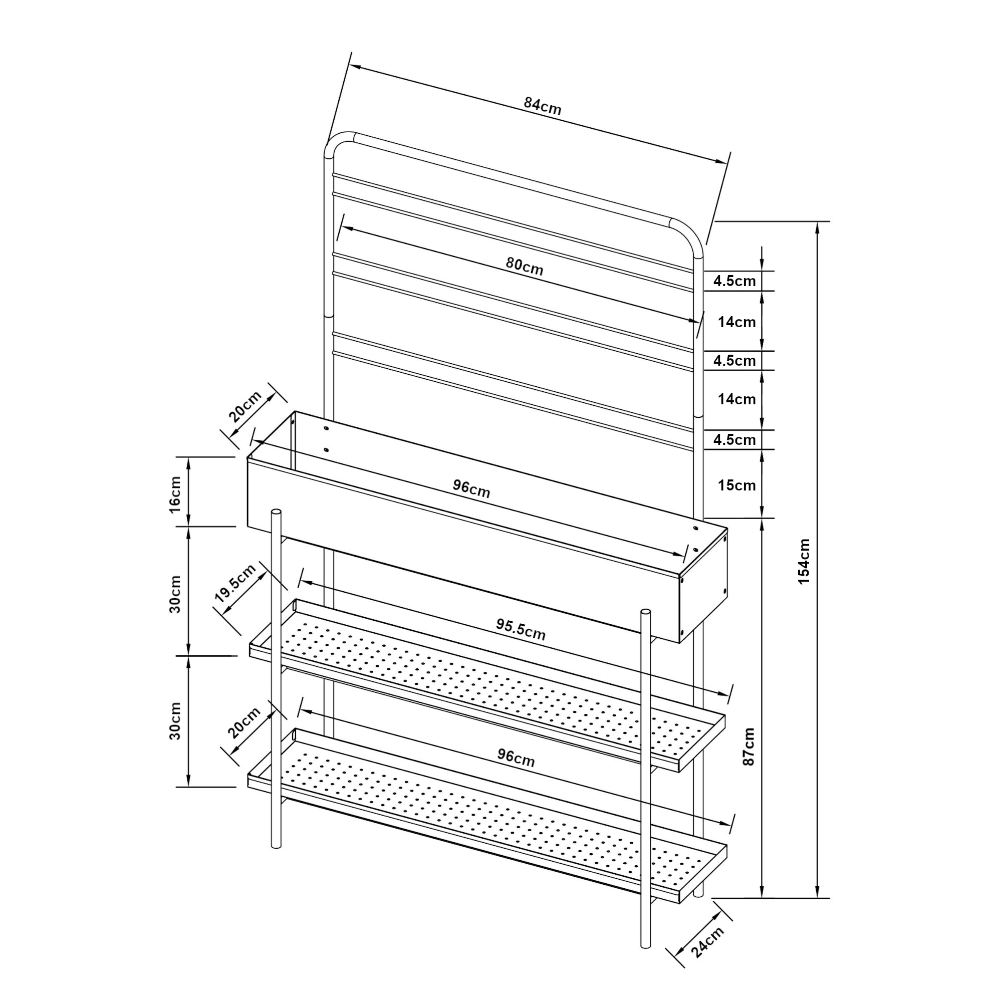 Scaffale Portapiante Alto Aalsmeer in Metallo 154 x 96 x 24 cm - Nero casa.pro
