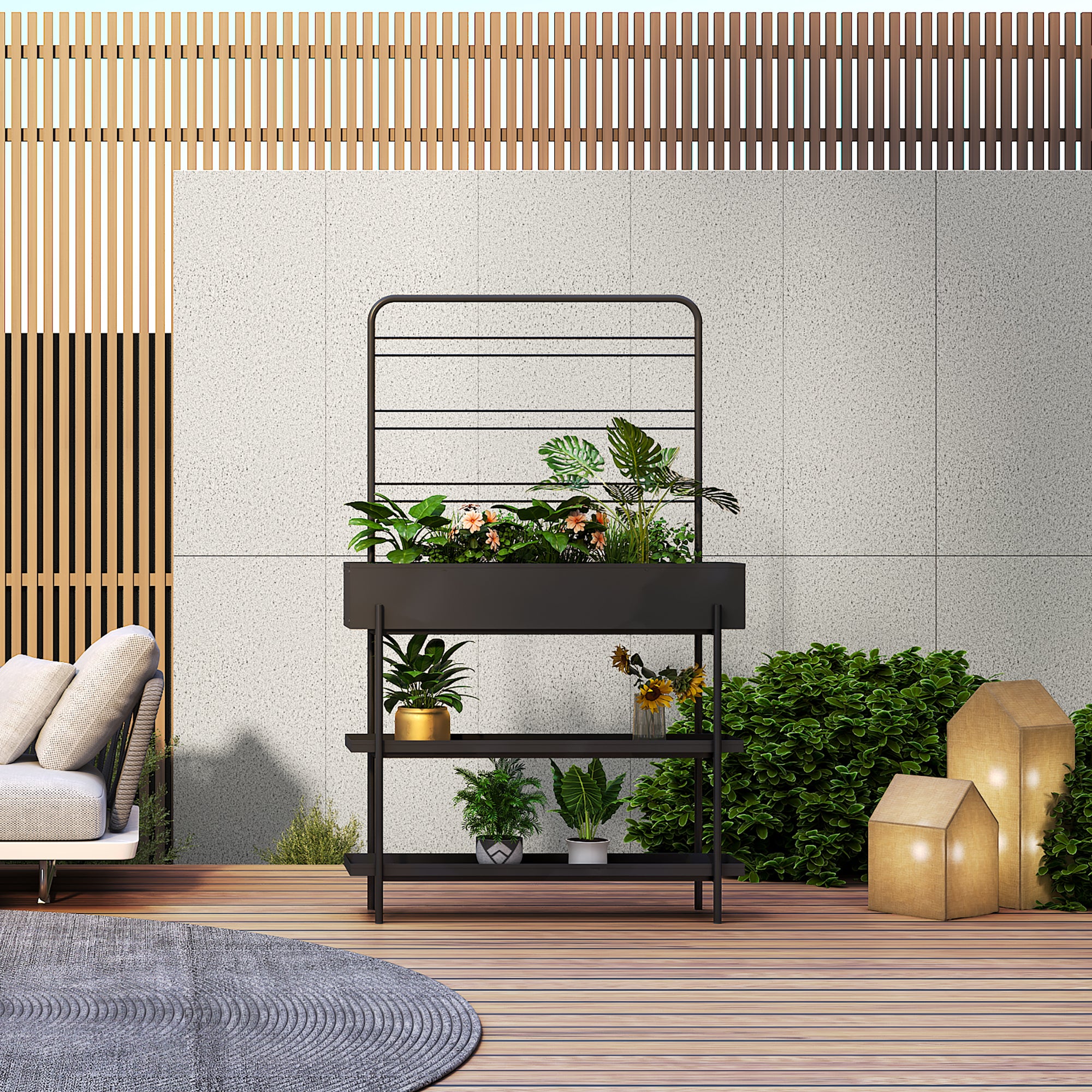 Scaffale Portapiante Alto Aalsmeer in Metallo 154 x 96 x 24 cm - Nero casa.pro