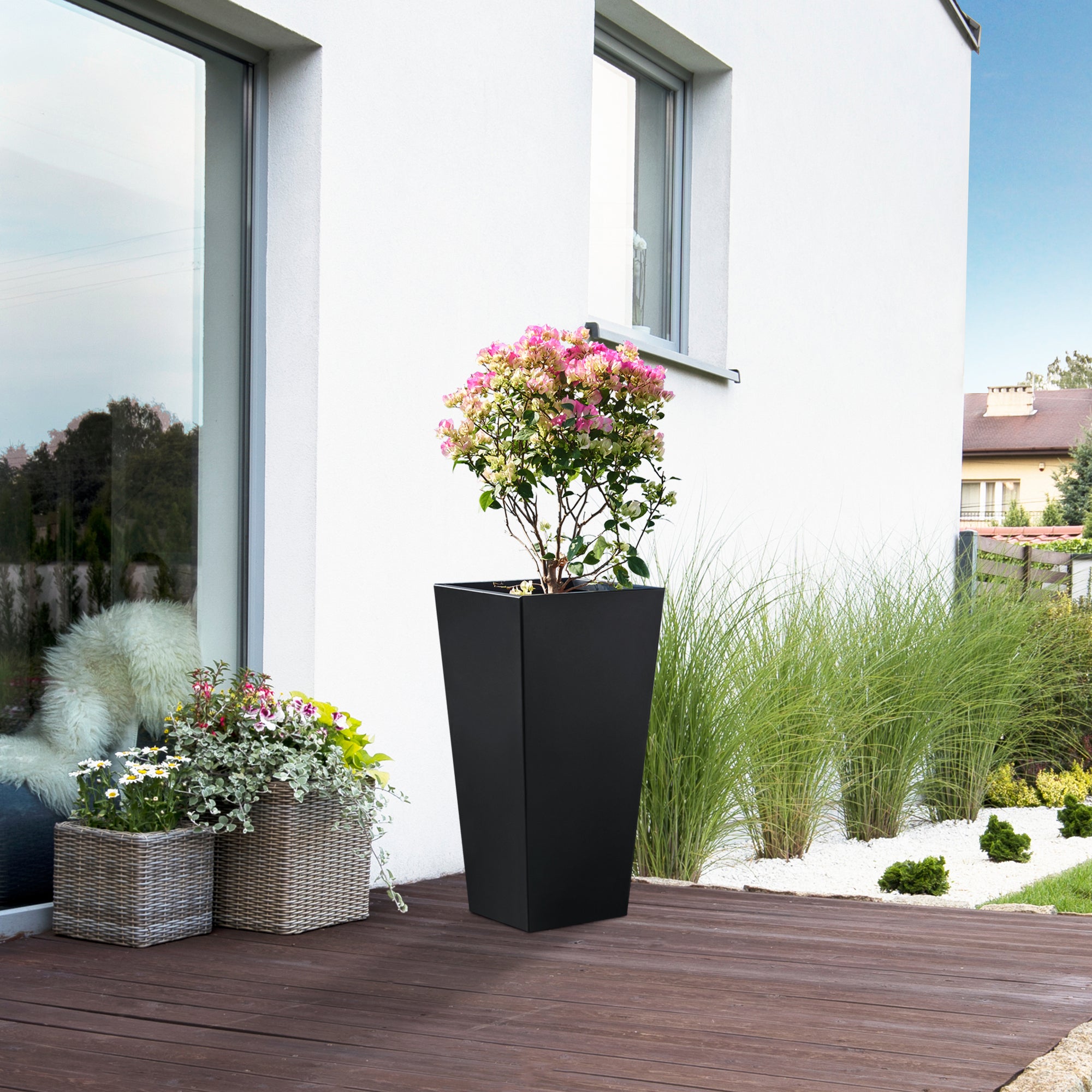 Fioriera Vaargel in Acciaio Portafiori 76x39x39 cm - Nero casa.pro