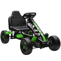 Kart a pedali per bambini, karting bambino 3-6 anni con frizione automatica, freno, ruote EVA antiscivolate, verde