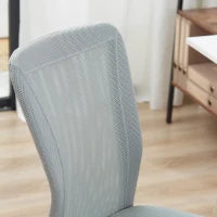 Sedia da Ufficio Ergonomica Senza Braccioli in Tessuto a Rete, Altezza Regolabile e 5 Ruote, Grigio