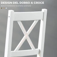 Set 4 Sedie per Cucina e Soggiorno con Schienale a Croce, in Legno di Pino, 41x46.5x86 cm