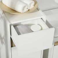kleankin Mobiletto Bagno con Cassetto e Armadietto con Mensola Regolabile in Legno 30x33x88cm, Bianco