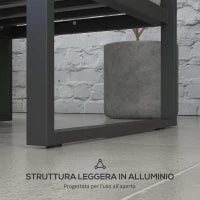 Salotto da Giardino con Divano e Tavolino in Alluminio con Cuscini Imbottiti, Grigio