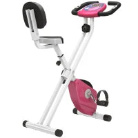 Cyclette Pieghevole da Fitness in Acciaio, Cyclette Magnetica Pieghevole da Casa con Altezza Regolabile, Resistenza Magnetica a 8 Livelli, Schermo LCD, 43x97x109cm, Rosa