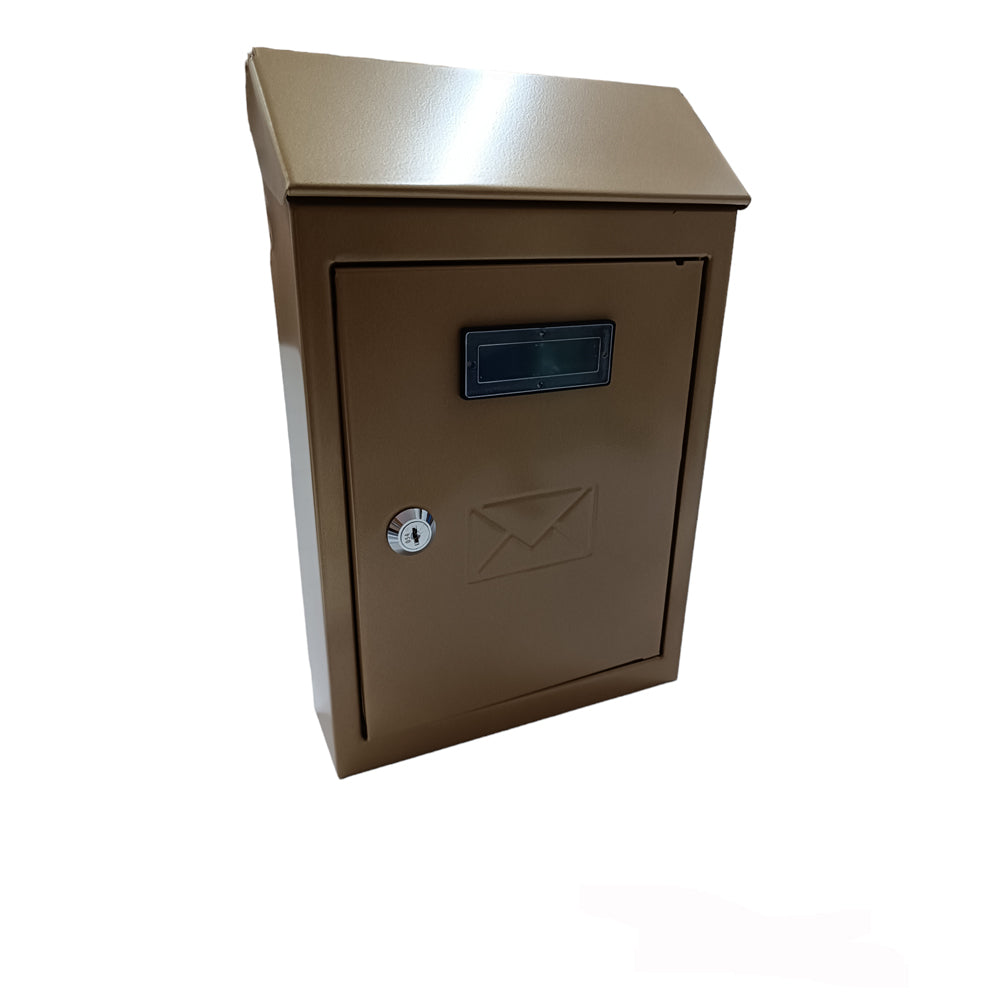 Cassetta postale esterno a parete buca lettere in acciaio tetto chiave 30x20x6cm bronzo