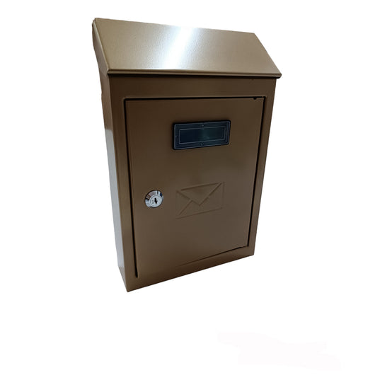 Cassetta postale esterno a parete buca lettere in acciaio tetto chiave 30x20x6cm bronzo