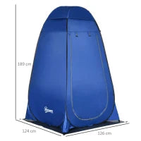 Tenda Doccia da Campeggio e Spiaggia con Porta a Cerniera e Borsa di Trasporto, 126x124x189 cm, Blu Scuro