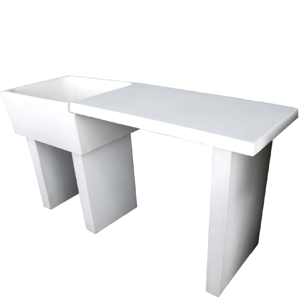 Pilozza lavabo calcestruzzo cemento serie ostuni incasso destra piano laterale *** misure 60 x 47 x h.30 cm, confezio...