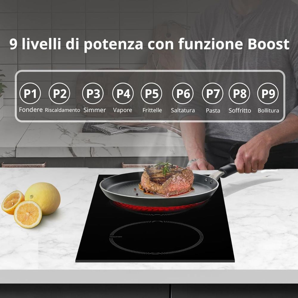 Piano cottura Comfee CIH351D257KO ad induzione 30 cm 2 zone di cottura nero