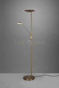 BRANTFORD PIANTANA LED 30W 3500lm- 6,5W 650lm, 2700+3200+4000K METALLO OTTONE ANTICATO CON LUCE DA LETTURA CON INTERRUTTORI TOUCH DIMMERABILE H. 180CM